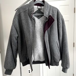 Vintage Members Only 10% Wool Grey Lined Bomber Jacket Size XL